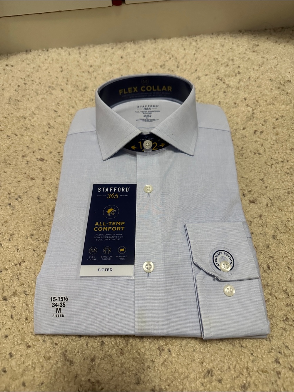 Stafford Light Blue Dress Shirt with Flex Collar